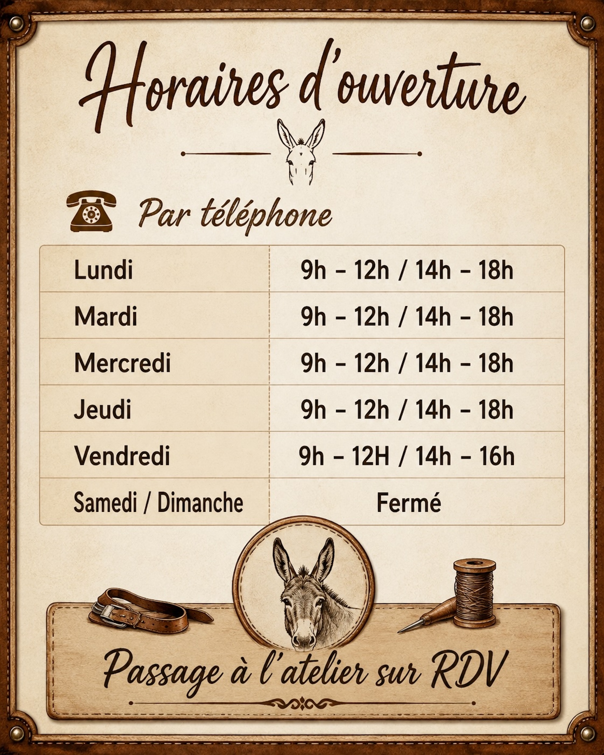 Horaires d 'ouverture cab'âne